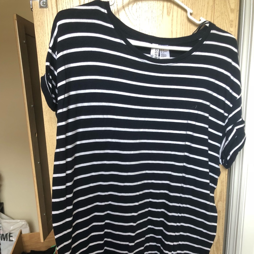H&M divided blue and white striped T-shirt dress m